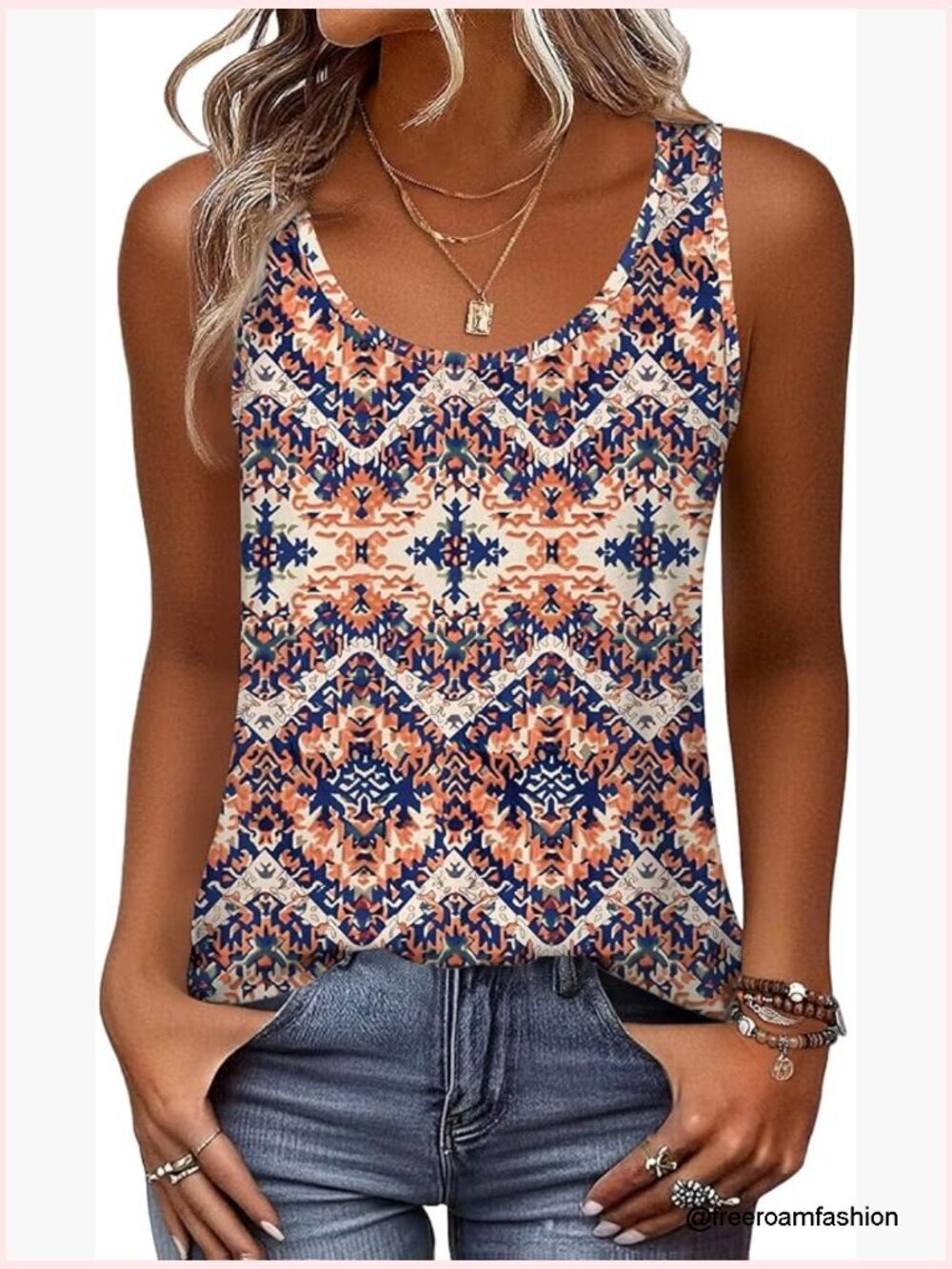 Flowy Loose Fit Scoop Neck Tank Top Casual Summer Top Curvy Hem